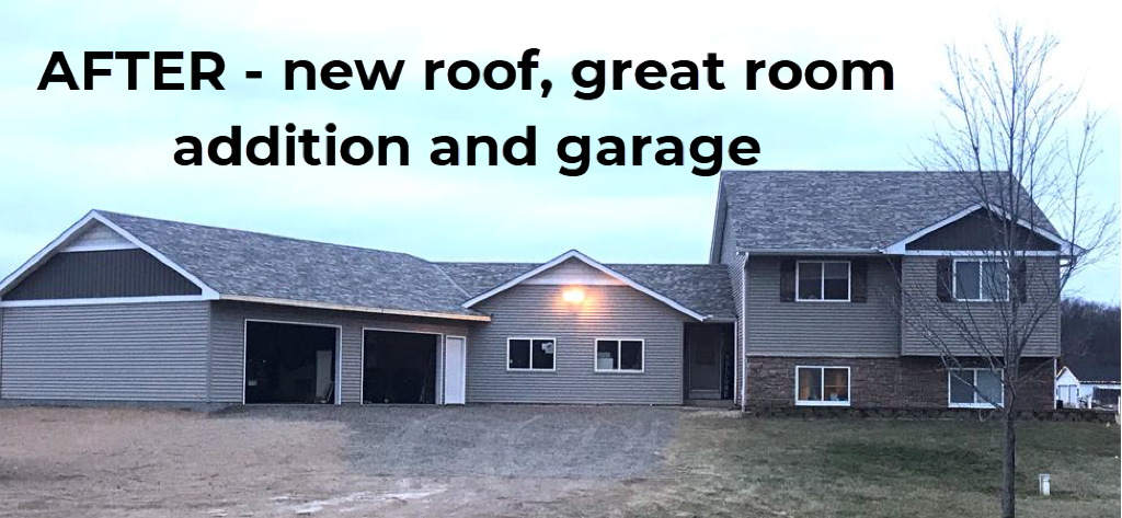 After new roof installed and great room and garage addition added